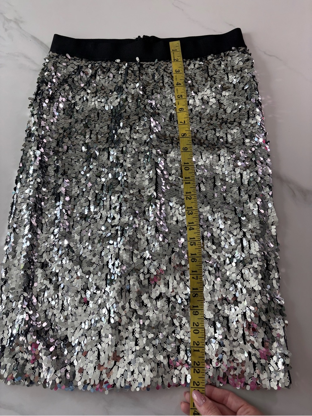 Vince Camuto Silver Sequin Skirt Sz S - Picture 10 of 10
